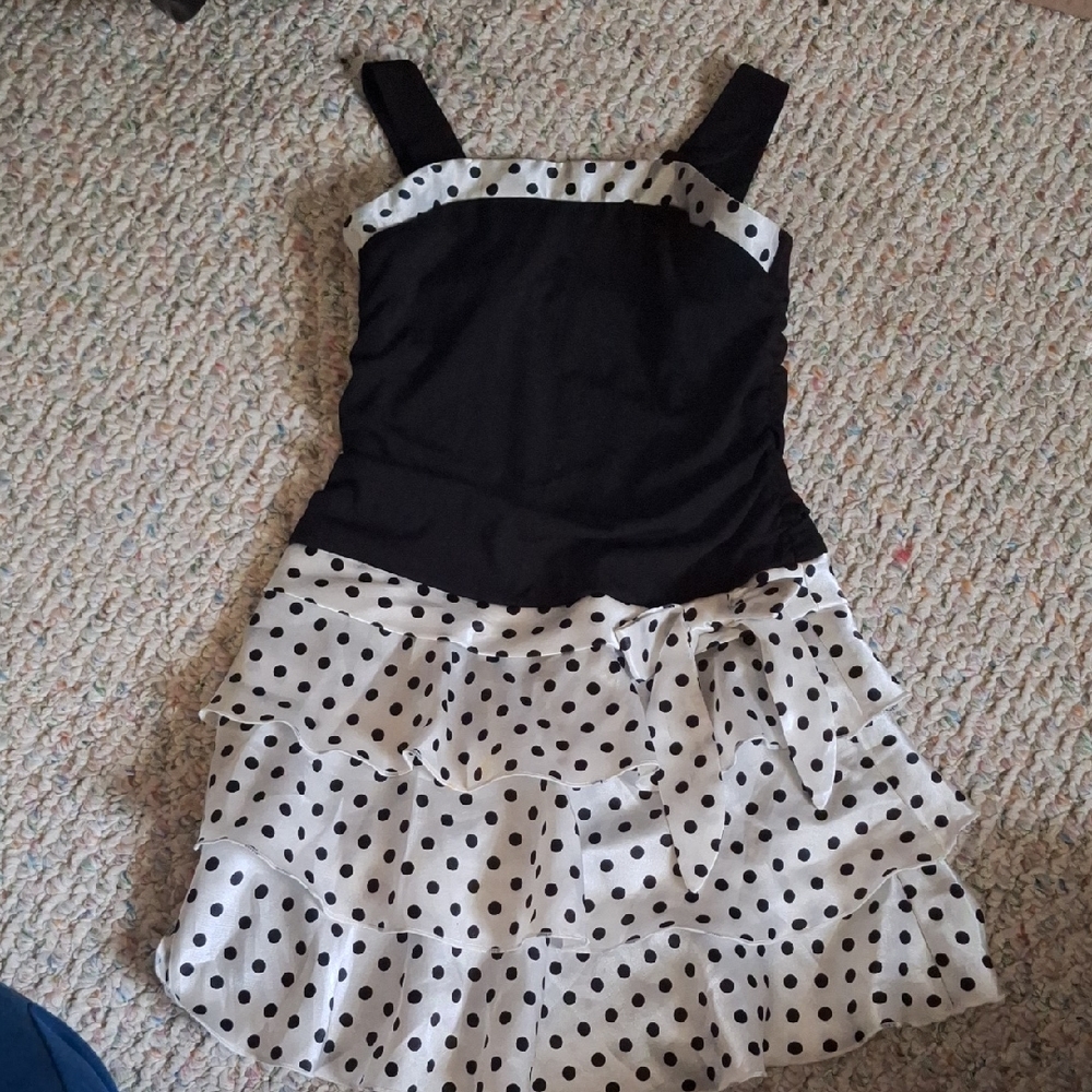 Byer California Black and White Polka Dot Dance Dress